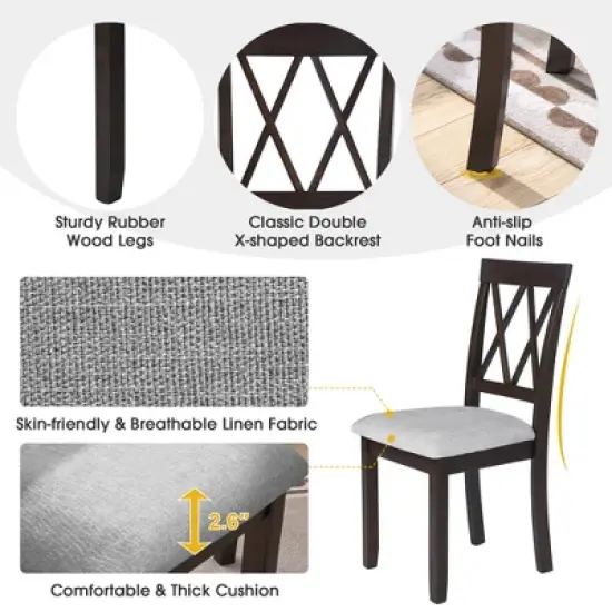 Foldable Dining Table Set for Small Space, 5 Pcs Set Farmhouse Style, Small Kitchen Table Set with Drop Leaf and 4 Dining Upholstered Chairs, Black image {3}