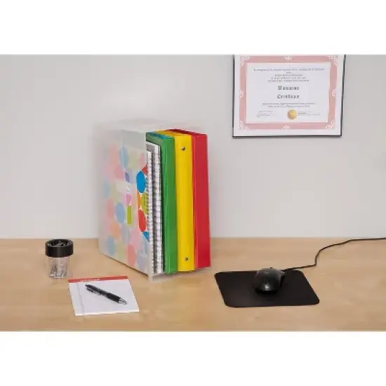 IRIS USA Medium Portable Desktop File Box with Open Top, Letter Size, Clear image {2}