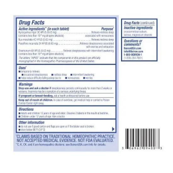 SleepCalm by Boiron Homeopathic Medicine For Sleep Relief  -  60 Tablet image {4}