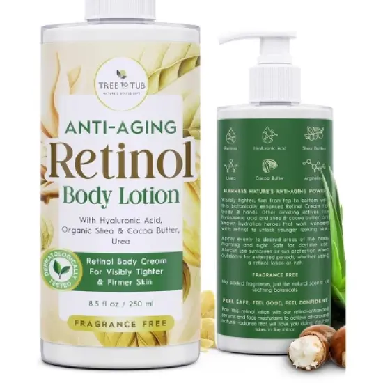 Tree To Tub Retinol Body Lotion - Hydrating Retinol Body Cream, Retinol Firming Cream w/ Hyaluronic Acid & Shea Butter, Body Lotion for Crepey Skin image {10}
