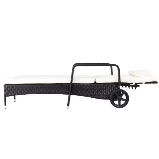 Tangkula Adjustable Wicker Patio Lounge Outdoor Rattan Cushioned Recliner image {5}