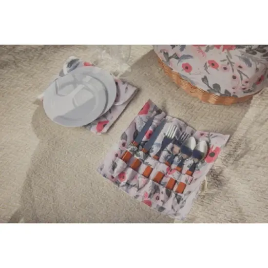 Picnic Time Promenade Floral Pattern Picnic Basket: Wicker & Canvas, Botanical Design, Disney's The Little Mermaid image {15}