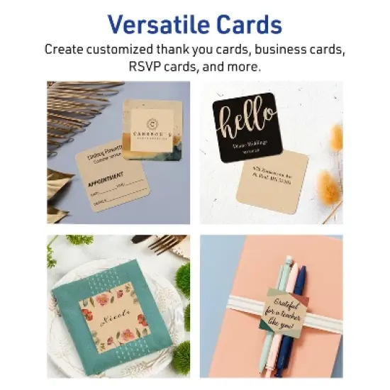 Avery Printable Square Cards, 3" x 3", Kraft Brown, 60ct image {2}