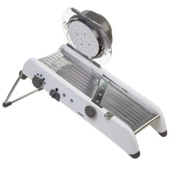 PL8 Professional Mandoline White: Dishwasher-Safe Kitchen Slicer, Stainless Steel Blade, 13.88" Width image {3}