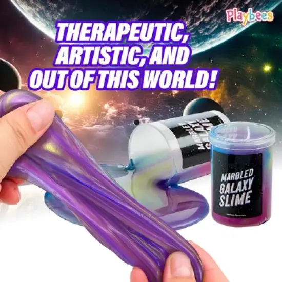 Playbees Marbled Galaxy Slime - 12-Pack: Vibrant, Stretchy Fun for All Ages image {2}