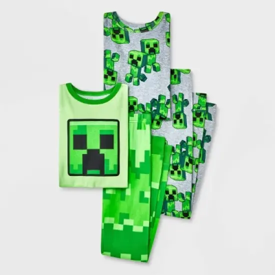 Boys' Minecraft Snug Fit 4pc Pajama Set - Green image {3}