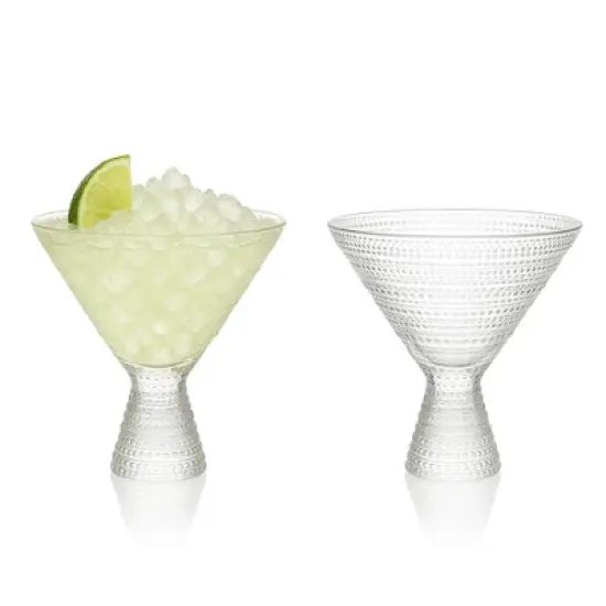 Clear Hobnail Martini Glasses - Embossed Martini Glasses - 9oz image {5}