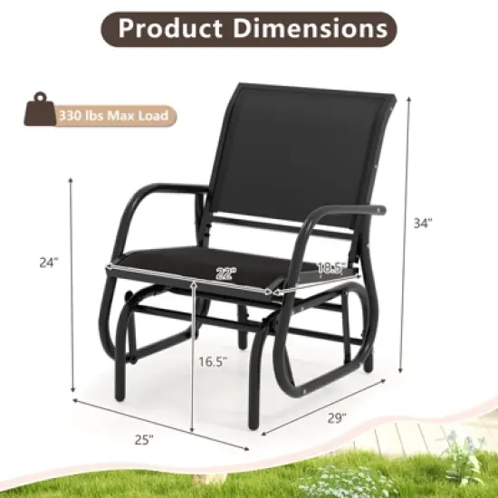 Tangkula Rocking Chair w/ Study Metal Frame Comfortable Single Glider Patio Chair image {8}