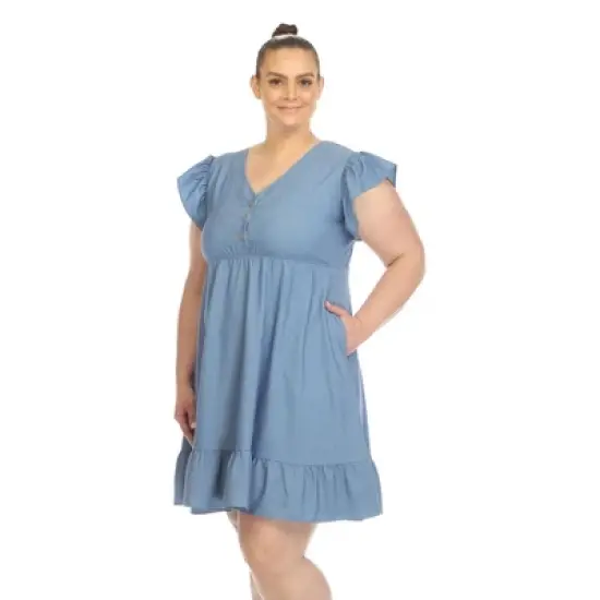 Plus Size Ruffle Sleeve Knee-Length Dress image {1}
