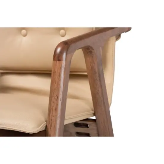 2pc Marcena Imitation Leather Upholstered and Wood Dining Chair Set - Baxton Studio image {4}
