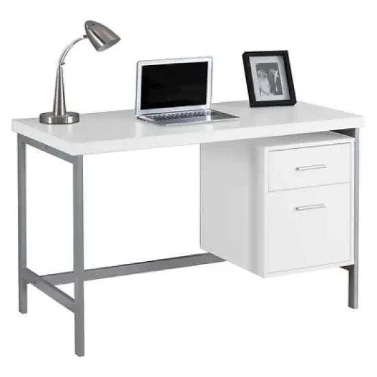 Computer Desk with Drawers Silver Metal - EveryRoom image {6}
