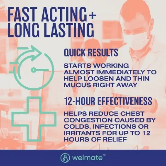 Welmate Mucus Relief | Guaifenesin 1200mg 12 Hour | 35 Count Extended-Release Tablets image {3}