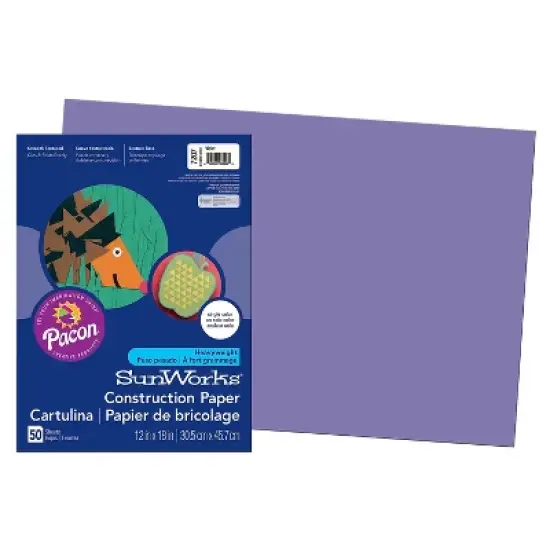 Pacon Prang Construction Paper Violet 12" x 18" 50 Sheets Per Pack 5 Packs (PAC7207-5) image {1}