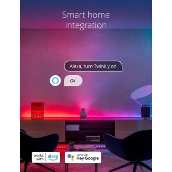 Twinkly Line App Controlled Adhesive and Magnetic White Wire Light Strip Extension Kit, Multicolor, RGB LED, 5ft image {5}