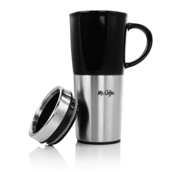 Mr. Coffee 16oz Stainless Steel and Stoneware Travel Mug image {6}