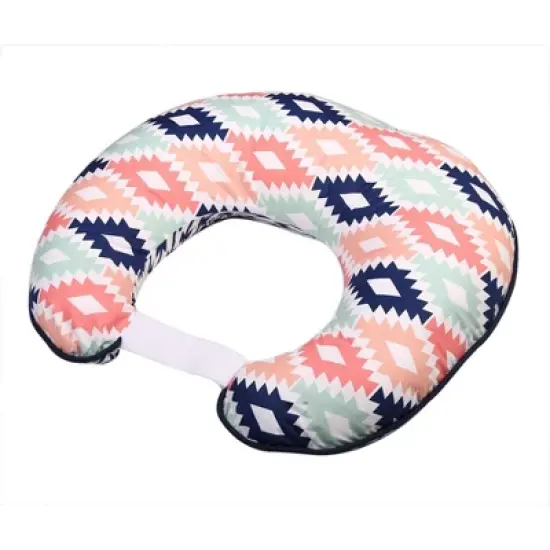 Bacati - 3 pc Emma Aztec Print Coral Mint Navy Hugster Feeding & Infant Support Nursing Pillow image {7}