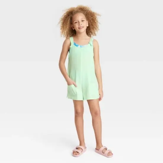Girls' Solid Cover Up Romper - art class&trade; Green image {3}