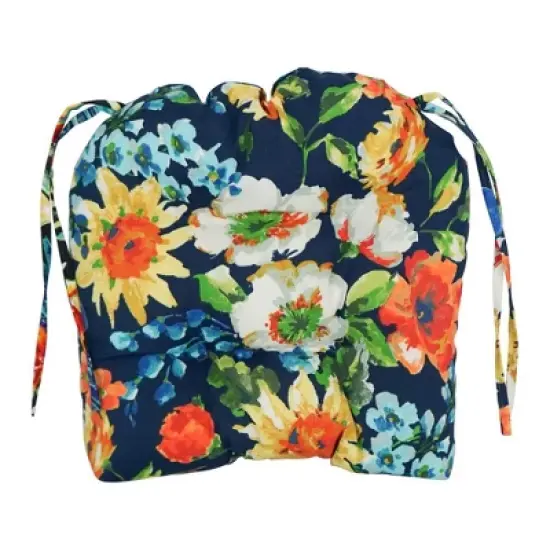 Blazing Needles, 16-inch Spun Polyester Patterned Outdoor U-shaped Tufted Chair Cushions (Set of 2) image {1}