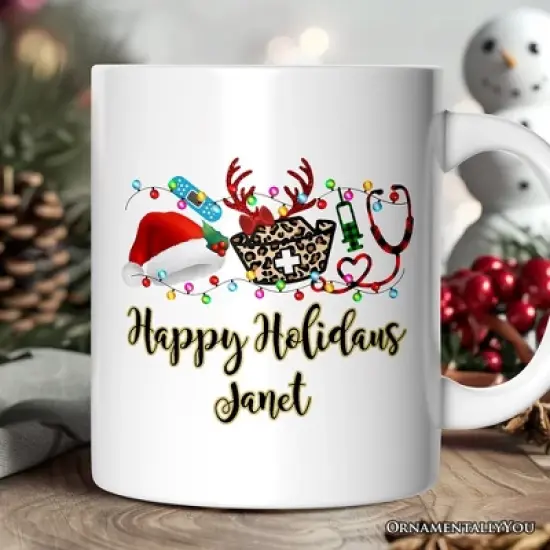 Plaid Nurse Christmas Mug, Gift for Medical Assistants and Hospital Technicians (Non-Custom Only)| Ornamentallyyou image {4}
