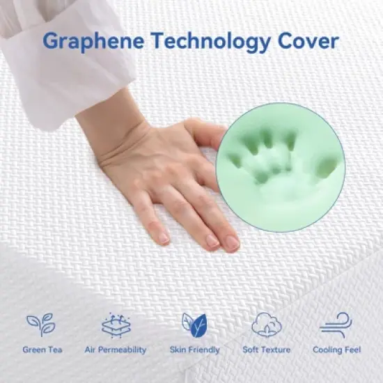 Vipbear 8/10 Inch RV Mattress with Tencel Cover,Premier Cooling Green Tea/Gel Firm Memory Foam Mattresses Support for Back Pain,CertiPUR-US image {6}