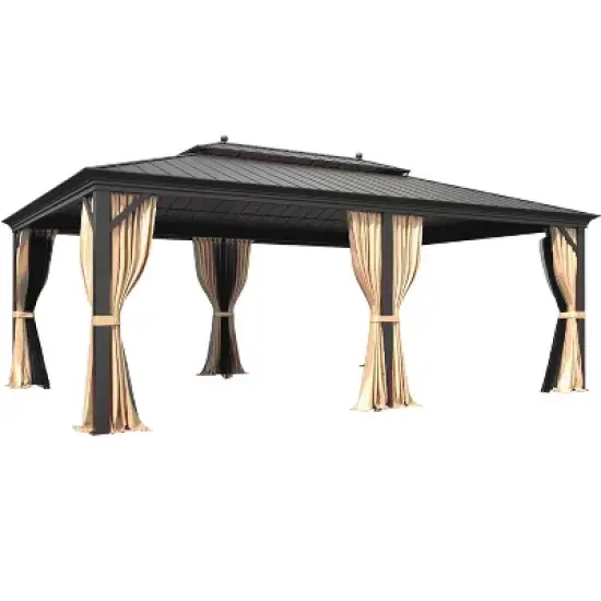 Erommy 14' x 20' Hardtop Gazebo Galvanized Steel Outdoor Canopy Aluminum Frame image {1}