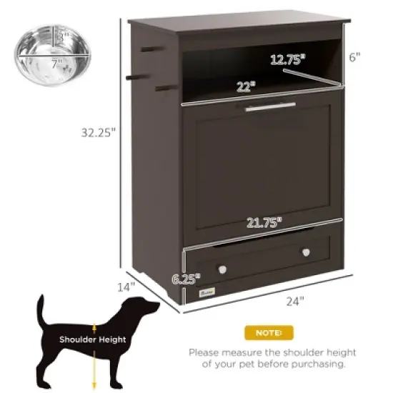 Mewoofun Pet Feeder Station Storage Cabinet, Dog Food Storage Container with Dog Raised Bowls and Hanger for Feeding image {3}