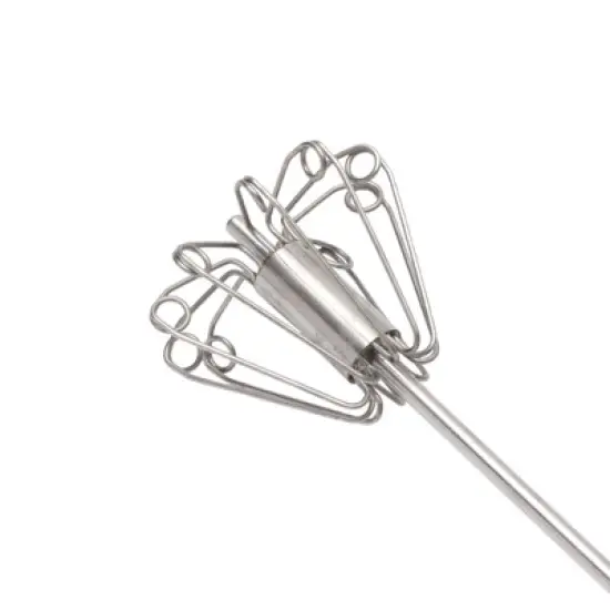 Unique Bargains 12" Semi-Automatic Loop Whisk Dishwasher Safe Stainless Steel Pink Silver Tone image {2}