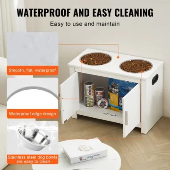VEVOR Pet Feeding Station with 2 Stainless Steel Bowls, Elevated Dog Bowls with Storage, Dog Food Storage and Feeder Station with Storage Cabinet image {5}