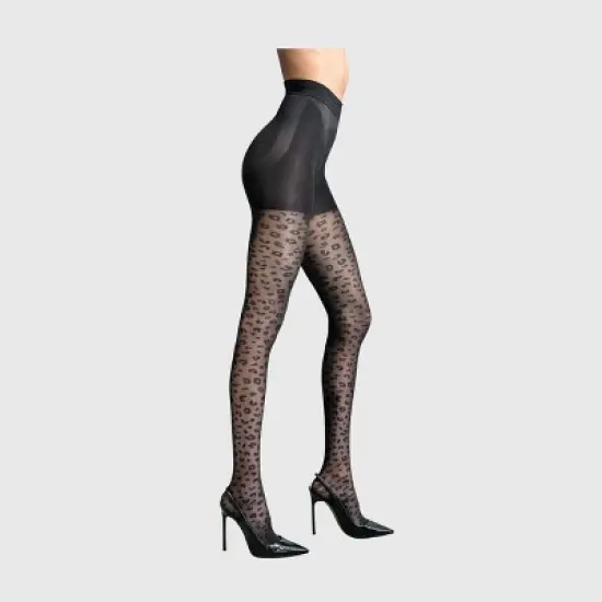 L'eggs Women's 360 Contour Sheer Leopard Tights - Black image {3}
