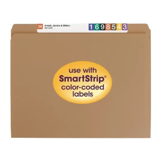 Smead File Folder, Reinforced Straight-Cut Tab, Letter Size, Kraft, 100 Per Box (10710) image {3}