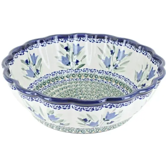 Blue Rose Polish Pottery 1279 Zaklady Large Scallop Bowl image {2}