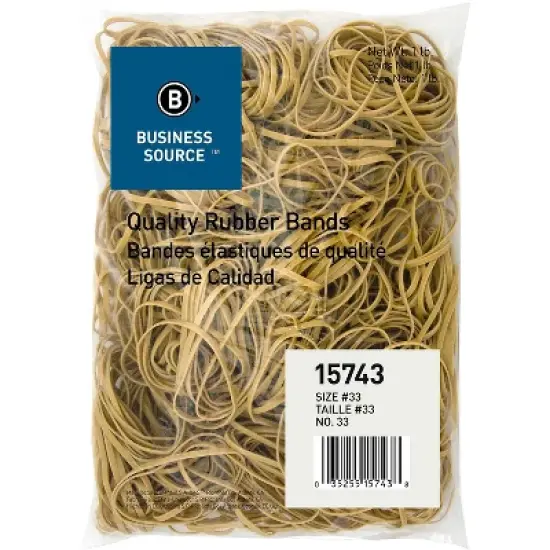Business Source Rubber Bands Size 33 1 lb./BG 3-1/2"x1/8" Natural Crepe 15743 image {1}