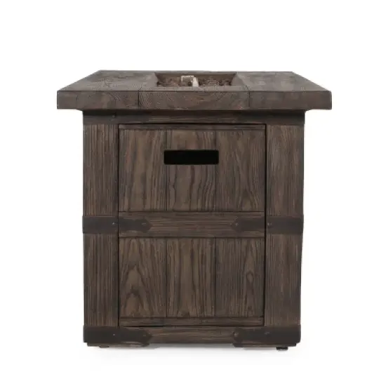 Arnton Outdoor 40000 BTU Rectangle Fire Pit Wood Brown - Christopher Knight Home image {5}