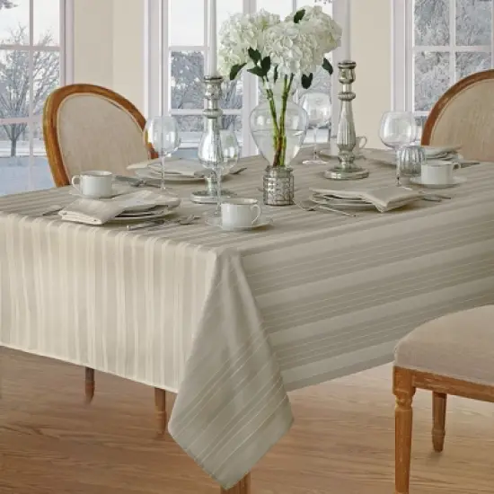 Elrene Denley Stripe Jacquard Stain Resistant Tablecloth ~ Elrene Home Fashions image {1}