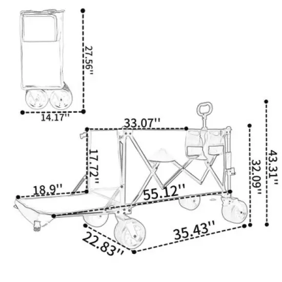 CAVINAS 480lbs Heavy Duty Folding Wagon Cart,All-Terrain Shopping Cart with Removable Tailgate,Weatherproof Wagon for Camping,Shopping image {2}