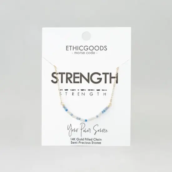 ETHIC GOODS Women's Dainty Stone Morse Code Necklace [STRENGTH] image {1}