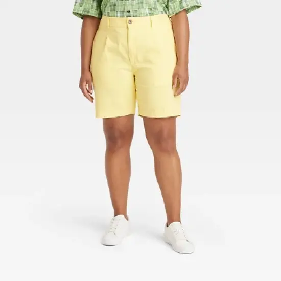 Houston White Adult Twill Shorts - Yellow image {3}