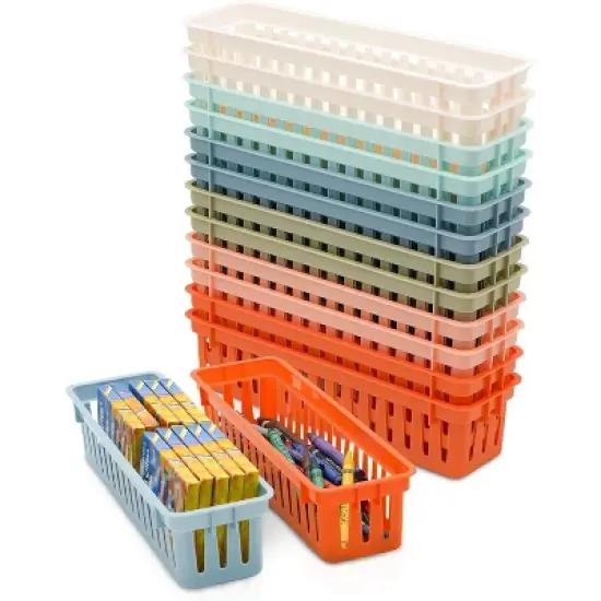 4E's Novelty 12 Pack Pencil Trays in Vibrant Boho Colors, Durable Pencils Tray, Stylish Pen Baskets, Fun Boho Durable and Versatile Colorful Pen Tray image {7}