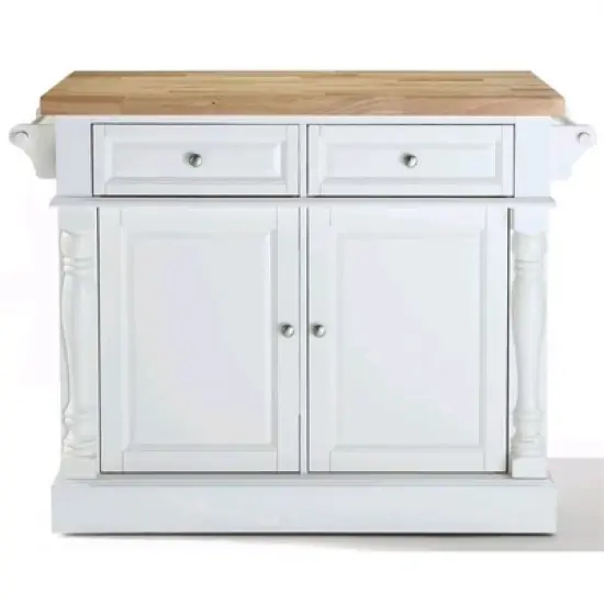 Wood Kitchen Island Butcher Block in White - Pemberly Row image {2}