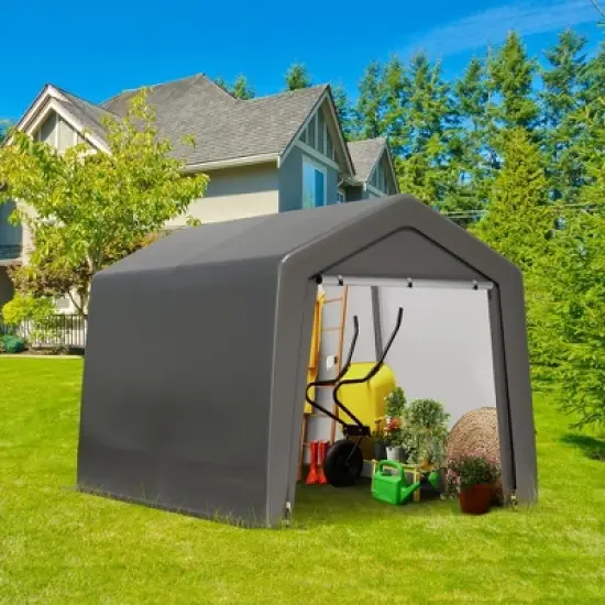 8 x 12 FT Outdoor Storage Shelter Shed, Portable Garage Shelter with Roll up Zipper Door, Heavy Duty Storage Tent Shed for Motorcycle Gardening Tools image {8}