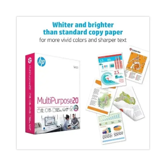 HP Inc. Multipurpose 500ct Printer Paper 8.5"x11" - White HEW112530: 20 lb, 96 Brightness image {3}