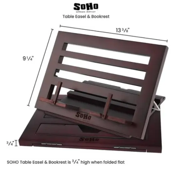 SoHo Urban Artist Tabletop Desk Easel for Painting - Mahogany Finish, Stylish Display Stand with Bookrest image {4}