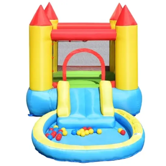 Costway Inflatable Bounce House Kids Slide Jumping Castle Bouncer w/Pool and 580W Blower image {9}
