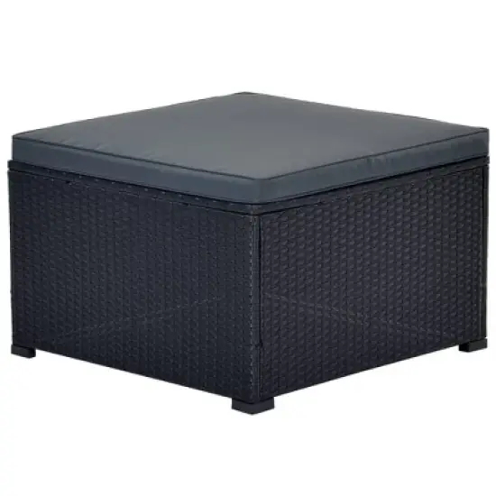 6pc Wicker Patio Conversation Set with Cushions - Black/Gray - GODEER image {11}