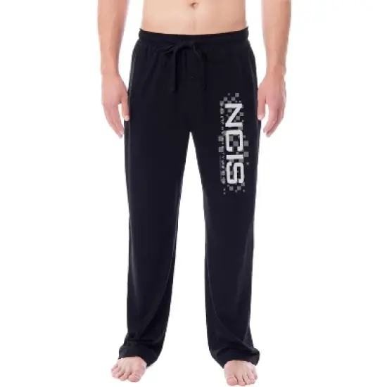 NCIS Mens' TV Show Episodes Series Logo Icon Title Sleep Pajama Pants Black image {4}