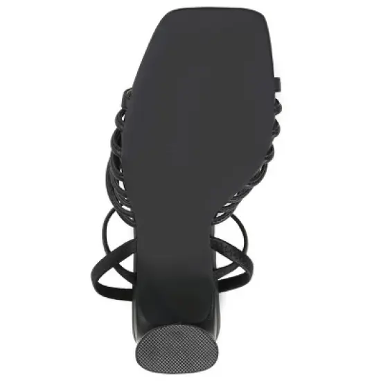 Journee Collection Womens Hera Open Square Toe High Block Heel Sandals image {4}