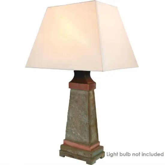 Sunnydaze Contemporary Natural Slate with Copper Trim and Fabric Cream Shade Accent Indoor/Outdoor Weather-Resistant Table Lamp image {5}