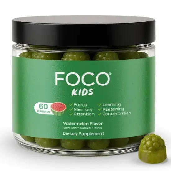 Think FOCO Kids Gummies (Watermelon, Ages 4+) Focus Supplement for Children - Kids Brain Health Support, Concentration, Learning, Memory and Attention image {8}