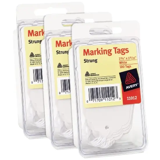 Avery Marking Tags with String Attached, 2-3/4" x 1-11/16", White, 3 Pack, 300 Tags Total (5644) image {5}