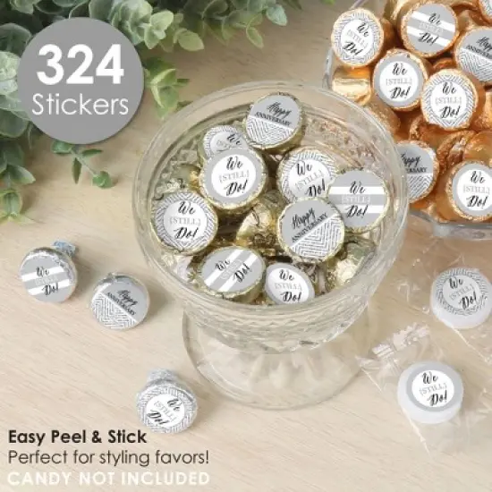 Big Dot of Happiness We Still Do - Wedding Anniversary - Anniversary Party Small Round Candy Stickers - Party Favor Labels - 324 Count image {1}